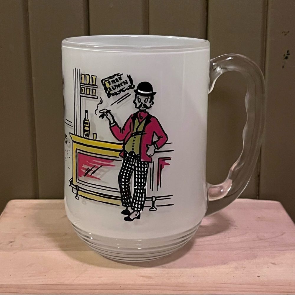MCM Frosted Heavy Beer Mug Bar Scene Free Lunch